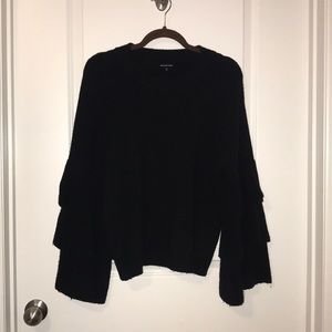 Black, tiered sleeve sweater, size M. Worn 3 times